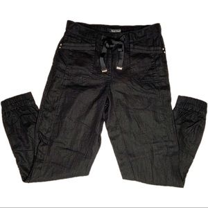 WHBM BLACK LINEN JOGGER RIBBON ACCENTS NWT